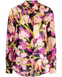Pinko - Floral-print Long-sleeve Shirt - Lyst