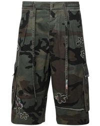NAHMIAS - Floral-Patch Crystal-Embellished Shorts - Lyst