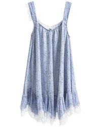 B+ AB - Floral-Print Lace-Trim Mini Dress - Lyst