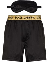 Dolce & Gabbana Ensemble masque-short en soie à bande logo - Noir