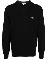 Lacoste - Gerippter Pullover Mit Logo - Lyst