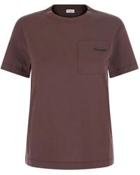 Brunello Cucinelli - T-Shirt Monili À Ornements Métalliques Et Poche Poitrine - Lyst