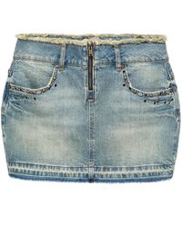 Guess - Frayed-Brim Denim Miniskirt - Lyst