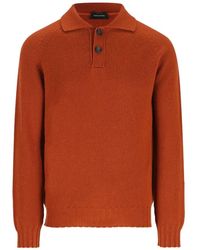 Tagliatore - Button-Placket Spread-Collar Sweater - Lyst