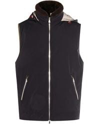 Brunello Cucinelli - Kapuzenweste mit Shearling-Besatz - Lyst