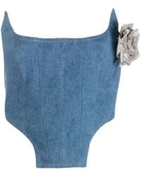 GIUSEPPE DI MORABITO - Corsetto Denim Con Applicazione A Fiori - Lyst