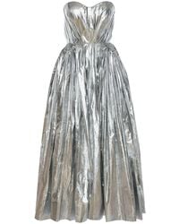 McQueen - Metallic-Finish Bustier Midi Dress - Lyst
