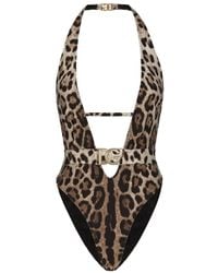 Dolce & Gabbana - Badeanzug mit Leoparden-Print - Lyst