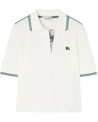 Burberry - Cropped Check Cotton Pique Polo Shirt - Lyst