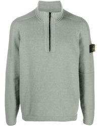 Stone Island - Compass-patch Knitted Half-zip Jumper - Lyst
