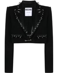 Moschino - Spike Stud-Embellished Cropped Blazer - Lyst