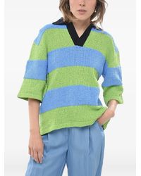 Sunnei - Striped Polo-Collar Top - Lyst