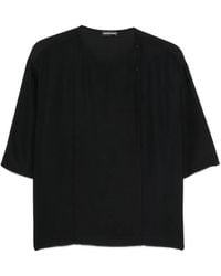 Emporio Armani - Button-Detail Round-Neck Blouse - Lyst