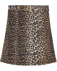 Ganni - Strapless Top Van Biologisch Katoen Met Luipaardprint - Lyst