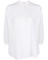 Peserico - Band-collar Button-up Blouse - Lyst