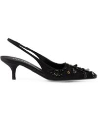 Prada - Embroidered Satin Slingback Pumps - Lyst