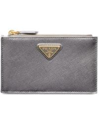 Prada - Triangle-Logo Leather Card Holder - Lyst