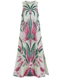 F.R.S For Restless Sleepers - Penelope Palm-Print Silk Maxi Dress - Lyst
