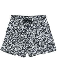 Emporio Armani - Monogram-Print Drawstring Swim Shorts - Lyst