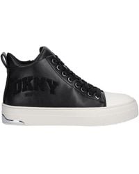DKNY - 35Mm Logo-Lettering High-Top Sneakers - Lyst