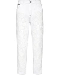 Philipp Plein - Vaqueros Capri Con Parche Heart - Lyst