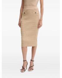 Guess - Ribbed Button-Detail Midi Skirt - Lyst