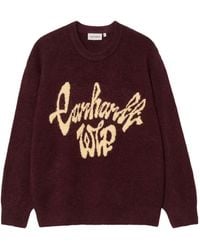 Carhartt - Cream Script Logo Knit Sweater - Lyst