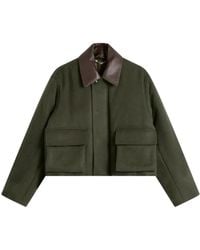 AURALEE - Leather-Collar Jacket - Lyst