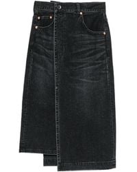 Sacai - Asymmetric-Hem Denim Midi Skirt - Lyst
