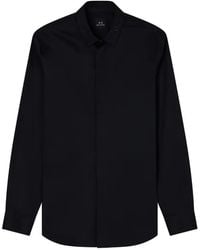 ARMANI EXCHANGE - Logo-Embroidered Long-Sleeve Shirt - Lyst