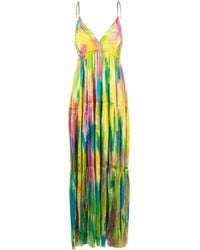 Avant Toi - Painterly-Print Silk Long Dress - Lyst