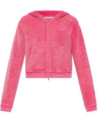Alexander Wang - Leaf-Embroidered Hooded Zip-Up Top - Lyst