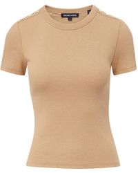 Veronica Beard - Draya Button-Detailed Ribbed T-Shirt - Lyst