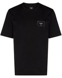 Fendi - T-Shirt mit Logo-Patch - Lyst