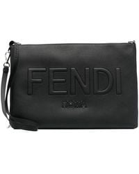 Fendi - Embossed-logo Clutch Bag - Lyst