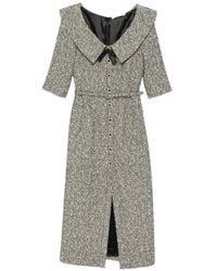 Alessandra Rich - Off-Shoulder Sequin-Tweed Midi Dress - Lyst