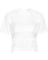 Ermanno Scervino - Lace-panelling Cropped T-shirt - Lyst