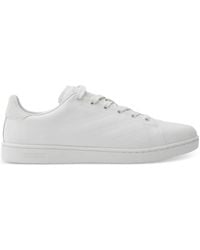 Burberry - Embossed-Check Leather Sneakers - Lyst