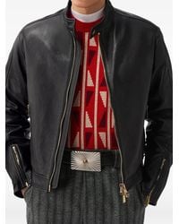Versace - Buckle-Detail Leather Jacket - Lyst