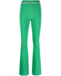 Rabanne - Flared Ribbed Trousers With Rhinestones - Lyst