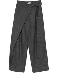 LA PISCINE - Pinstripe-Pattern Wrap-Style Trousers - Lyst