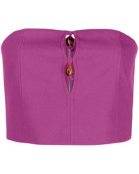 Ganni - Bead-Embellished Crop Top - Lyst
