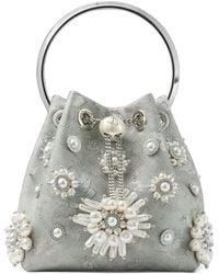 Jimmy Choo - Bon Bon Brocade Bucket Bag With Floral Pearl Embroidery - Lyst