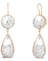 Moritz Glik - 18k Rose Gold Diamond And Sapphire Shaker Double Drop Earrings - Lyst