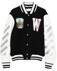 Off-White c/o Virgil Abloh - Appliqué Diag-Stripe Varsity Jacket - Lyst
