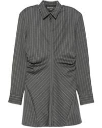 Dondup - Pinstripe-Pattern Ruched-Detailing Mini Dress - Lyst
