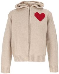 MC2 Saint Barth - Kyla Heart Motif Knitted Zip Hoodie - Lyst