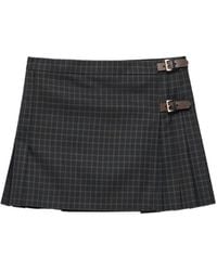 Prada - Check Wool Mini Skirt - Lyst