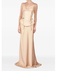 ANDREEA VENECIUC - Champagne Élise Lace-Up Corset Maxi Dress - Lyst