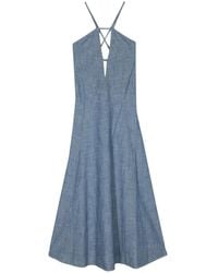 Semicouture - Cut-Out Chambray Maxi Dress - Lyst